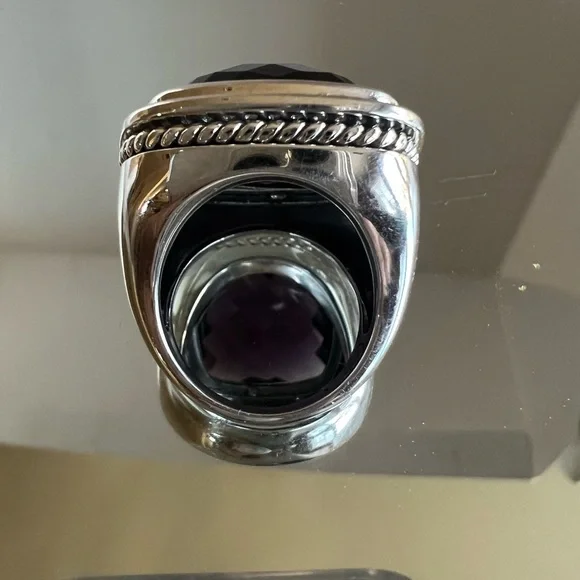 David Yurman 20mm sterling silver diamond amethyst ring NEW⭐️ - Picture 2 of 10